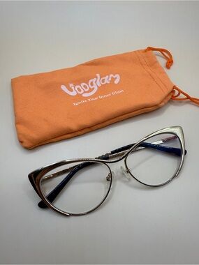 Vooglam Cat-Eye GoldenGlasses Frame, No  prescription